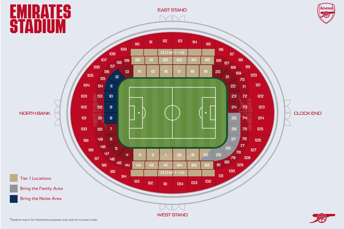 Arsenal Women's Emirates Stadium Seating Plan